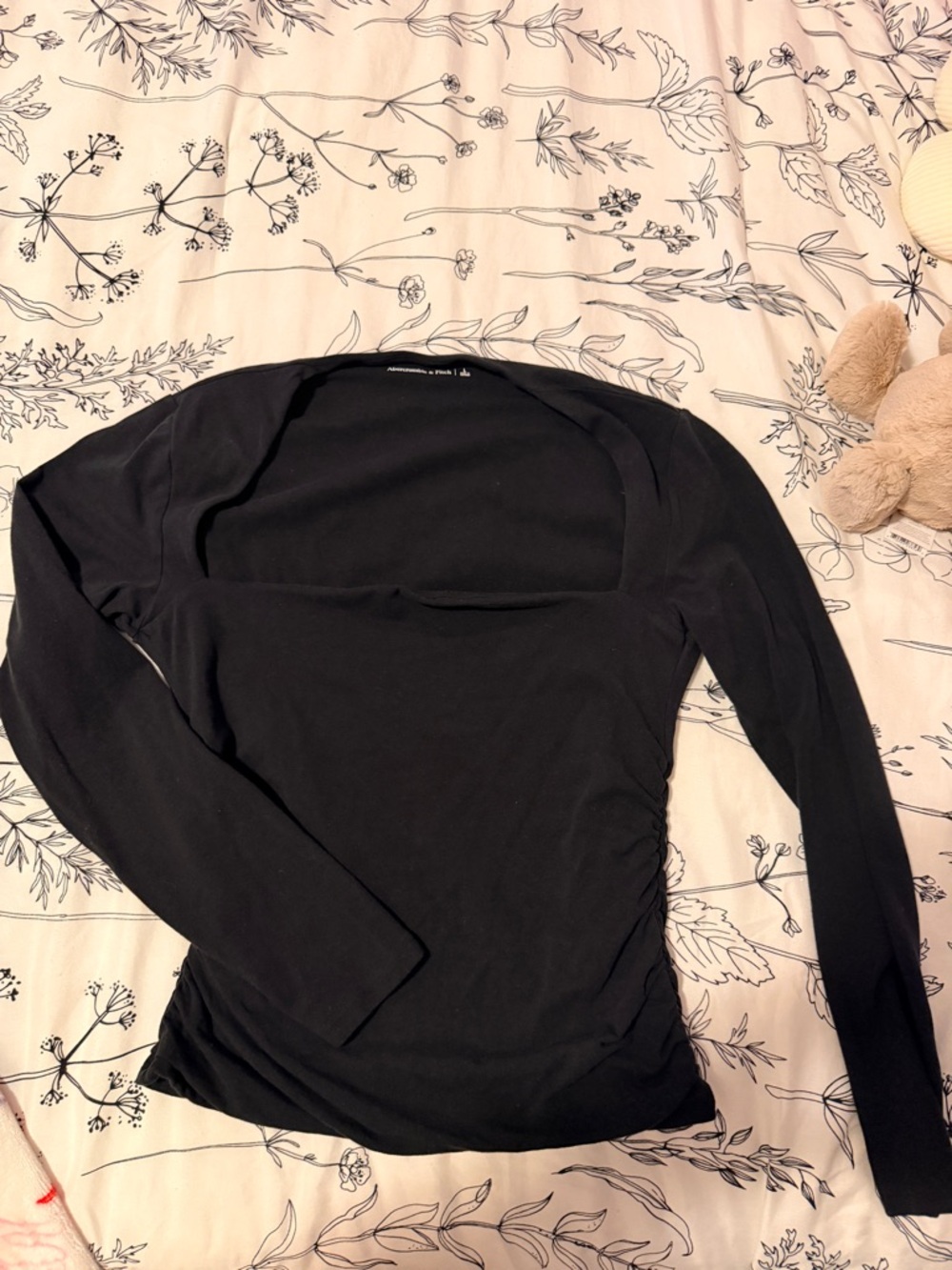 Abercrombie & Fitch Black Long-Sleeve Square-Neck Top